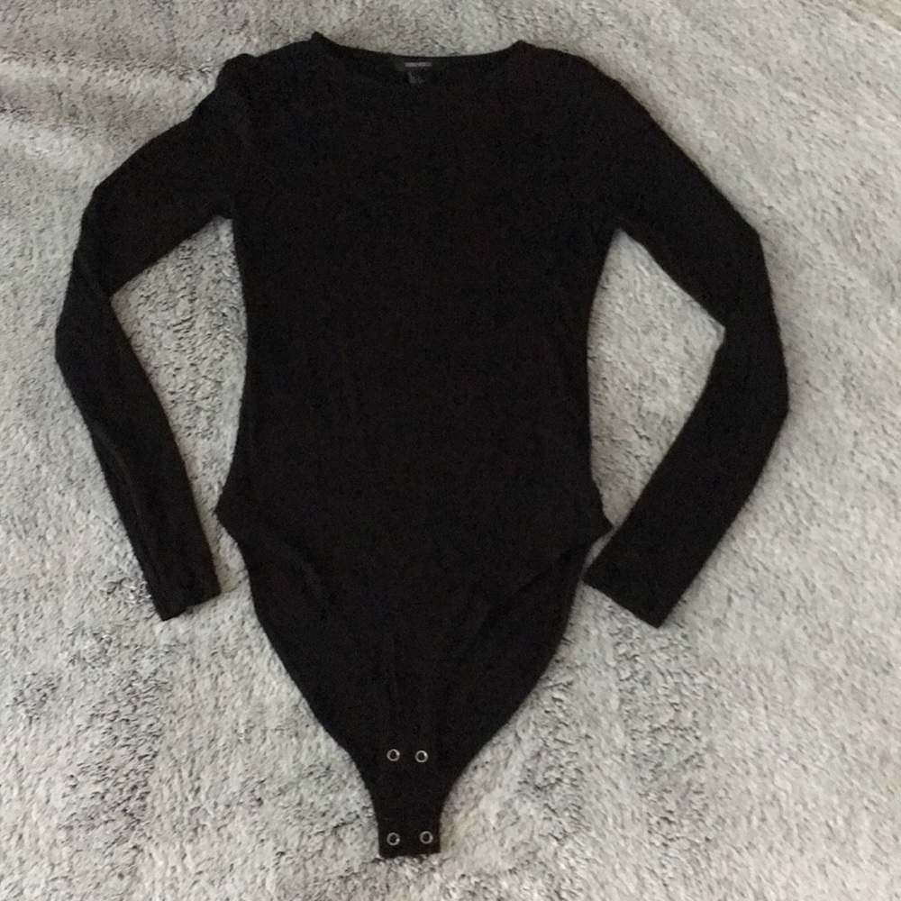 Black ribbed body suit